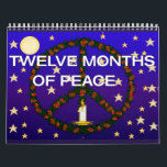 Twelve Months  Of Peace Calendar<br><div class="desc">Each month has a peace sign decorated for that season and using elements of Nature to define the season. Great gift for anti-war activists and others devoted to creating a more peaceful and loving world.</div>