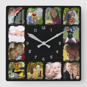 Twelve personal Photos Wall Clock