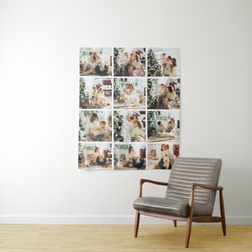 Twelve Photo Collage Family Photo  Tapestry