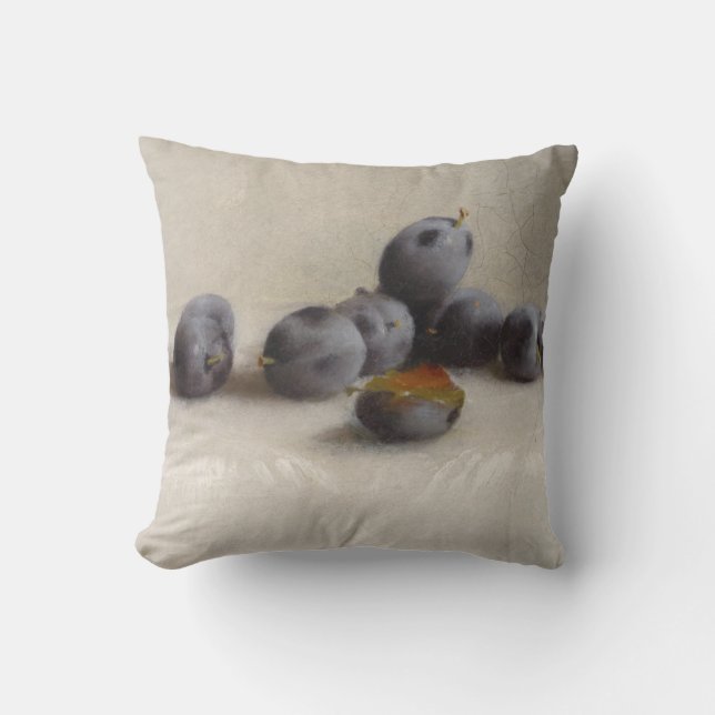 Twelve Plums Throw Pillow (Front)