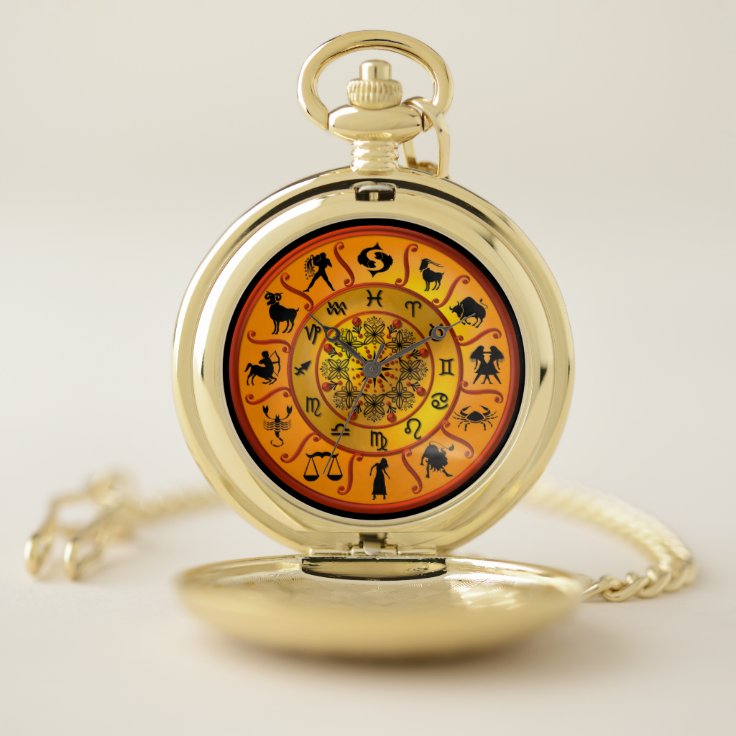  Twelve Signs Of The Zodiac Pocket Watch Zazzle
