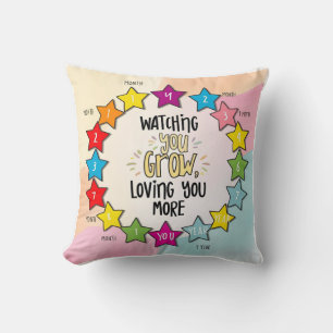 Twelve Stars of Love: Monthly Baby Milestone Track Throw Pillow