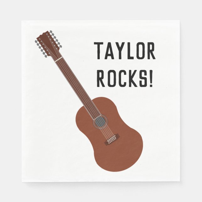 Twelve-String Guitar Personalized Party Napkins (Front)
