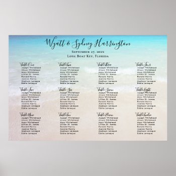 Twelve Table Beach Background Table Seating Chart by sandpiperWedding at Zazzle
