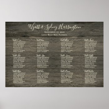 Twelve Table Dark Wood Grain Table Seating Chart by BlueHyd at Zazzle