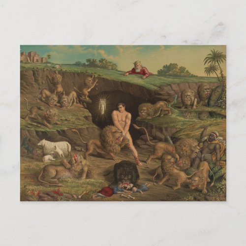 Twelve Temptations Daniel in the Lions Den 1877 Postcard