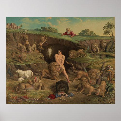 Twelve Temptations Daniel in the Lions Den 1877 Poster
