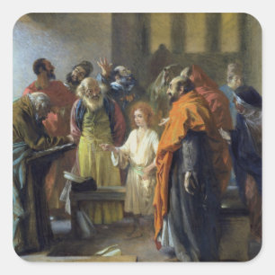 Twelve-year old Jesus in the Temple, 1851 Square Sticker