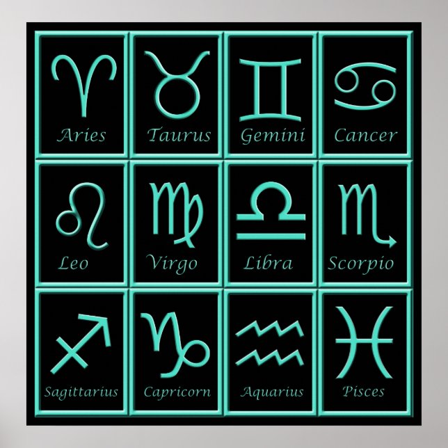 Twelve Zodiac Signs Print (Front)