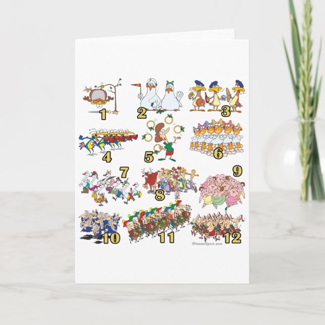 twelves days christmas song cartoon holiday card (Front)