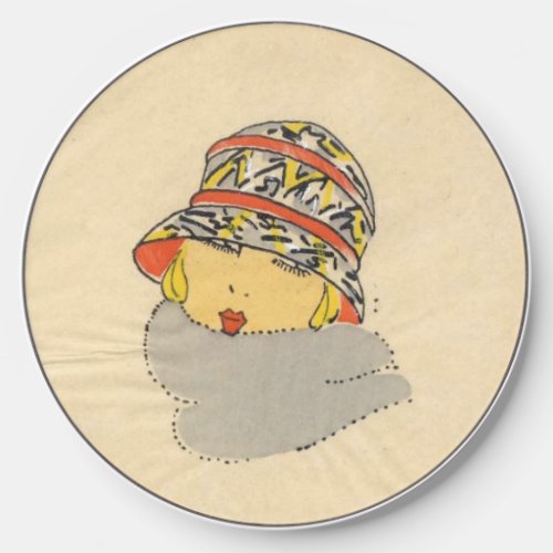Twenties Flapper Girl in a Cloche Hat Wireless Charger