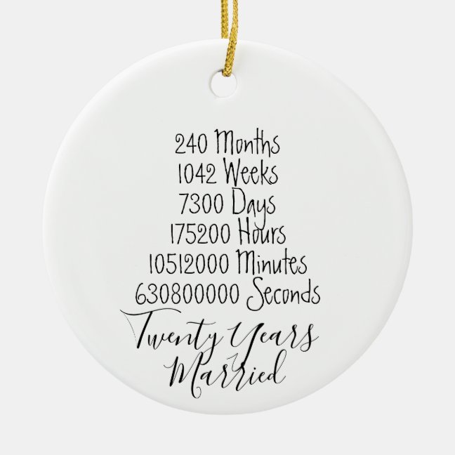 Twentieth Anniversary 20th wedding year married Ceramic Ornament
