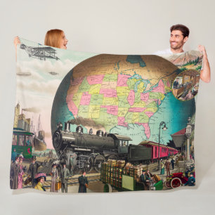 Twentieth Century Transportation, Vintage 1910 Fleece Blanket