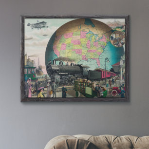 Twentieth Century Transportation, Vintage 1910 Poster