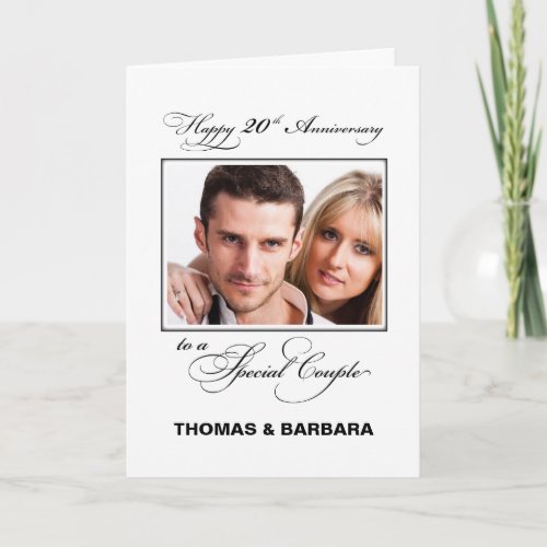 Twentieth Wedding Anniversary Custom Name  Photo Card