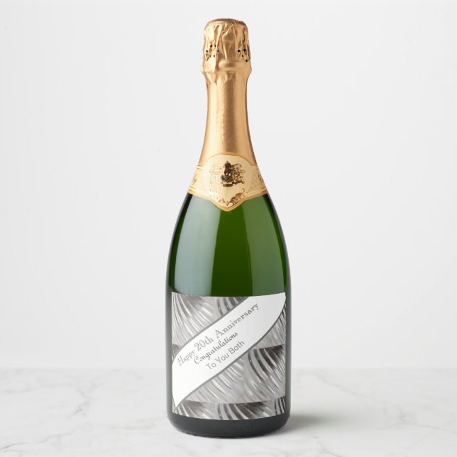 Twentieth Wedding Anniversary Platinum   Sparkling Wine Label (Front)