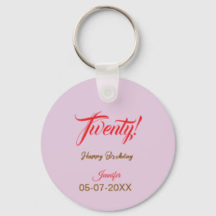 twenty20 letter birthday add name date year red keychain