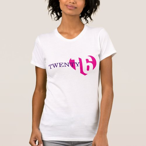 Twenty 16 love pink heart 2016 ladies t_shirt