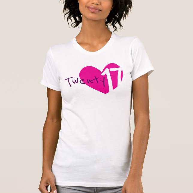 Twenty 17 love pink heart 2017 ladies t-shirt (Front)