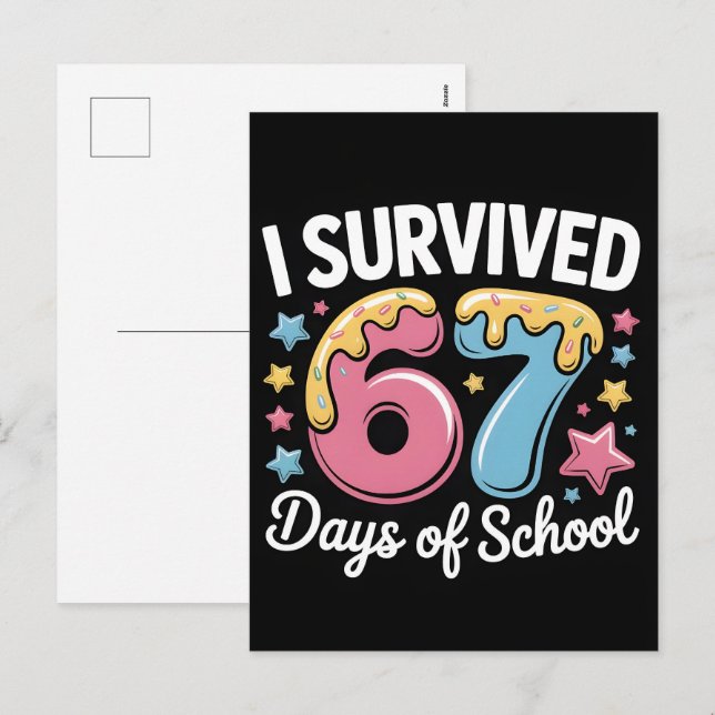 Twenty 67 Days Of School Celebration Postcard 2025 (Front/Back)