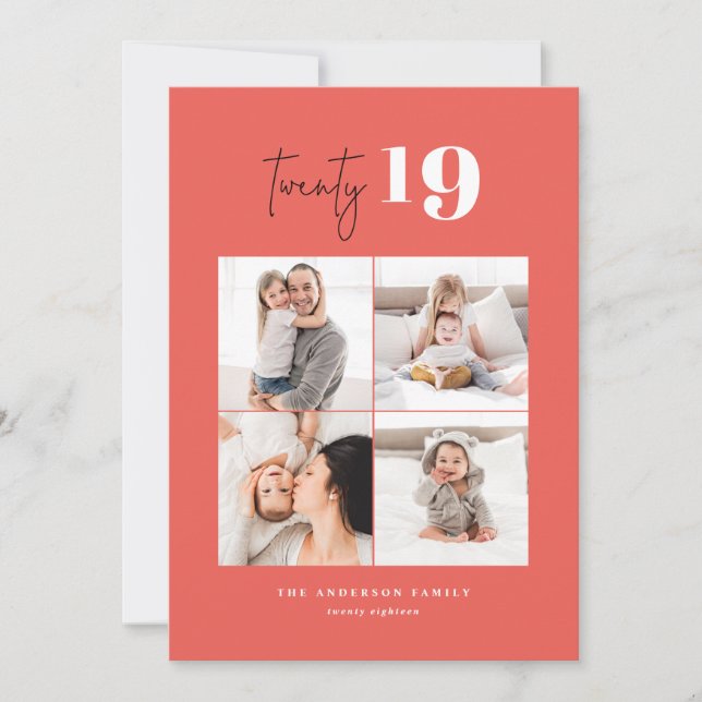 TWENTY bold graphic multi photo new year Holiday Card (Front)