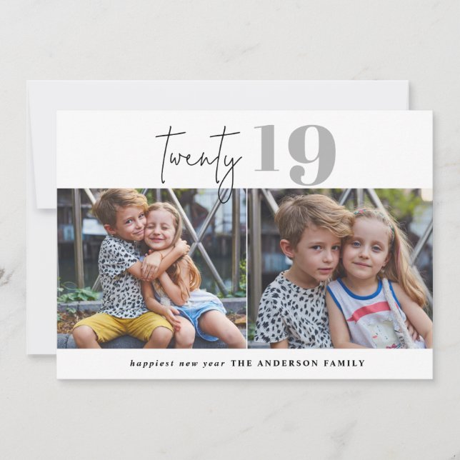 TWENTY bold graphic multi photo new year Holiday Card (Front)