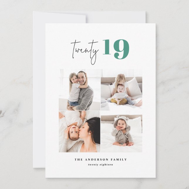 TWENTY bold graphic multi photo new year Holiday Card (Front)