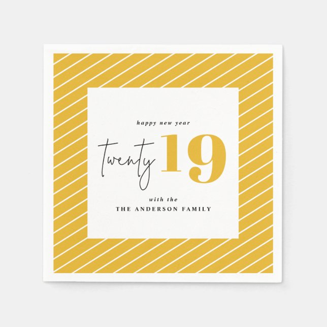 Twenty bold graphic new year holiday party napkins (Front)
