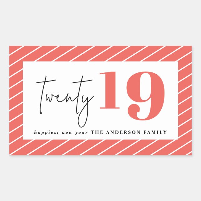 Twenty bold graphic new year rectangular sticker (Front)