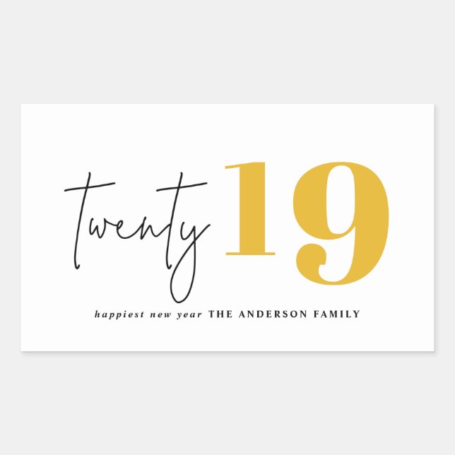 Twenty bold graphic new year rectangular sticker (Front)