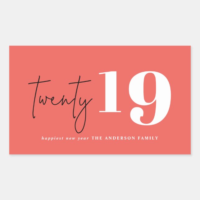 Twenty bold graphic new year rectangular sticker (Front)