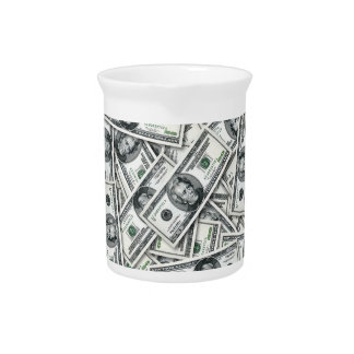 Twenty Dollar Bill Money Pattern Beverage Pitcher