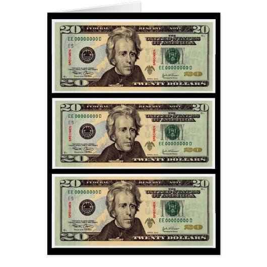 Twenty Dollar Bills Cards (Front)