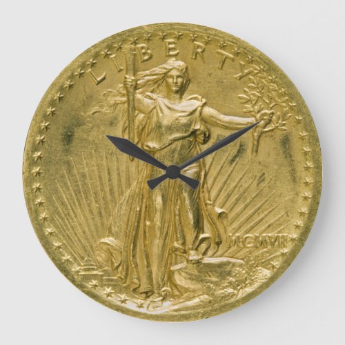 Twenty Dollar Gold Piece Liberty Sculpture 1907 Large Clock