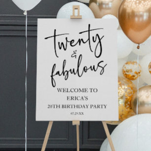 Twenty & Fabulous 20th Birthday Party Welcome Sign