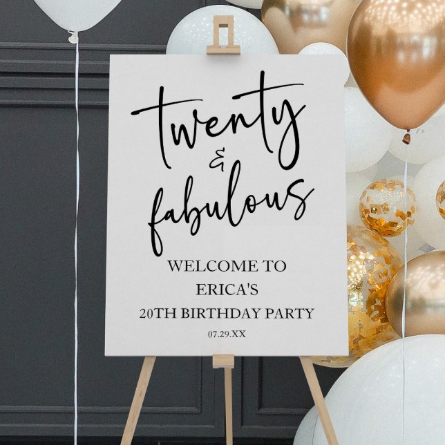 Twenty & Fabulous 20th Birthday Party Welcome Sign (Creator Uploaded)