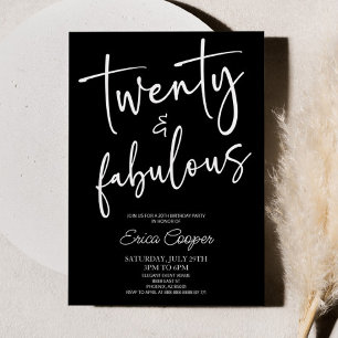 Twenty & Fabulous Minimal 20th Birthday Party Invitation