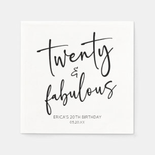 Twenty & Fabulous Minimalist 20th Birthday Party Napkins