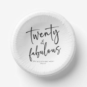 Twenty & Fabulous Minimalist 20th Birthday Party Paper Bowls