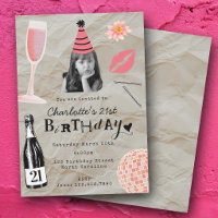 Twenty First 21st Birthday Custom Photo Girly