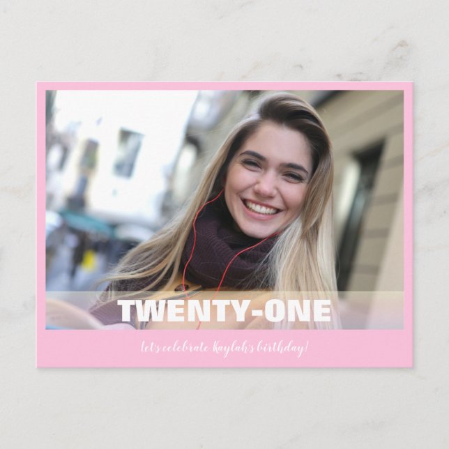 Twenty-first Birthday Photo Postcard (Front)