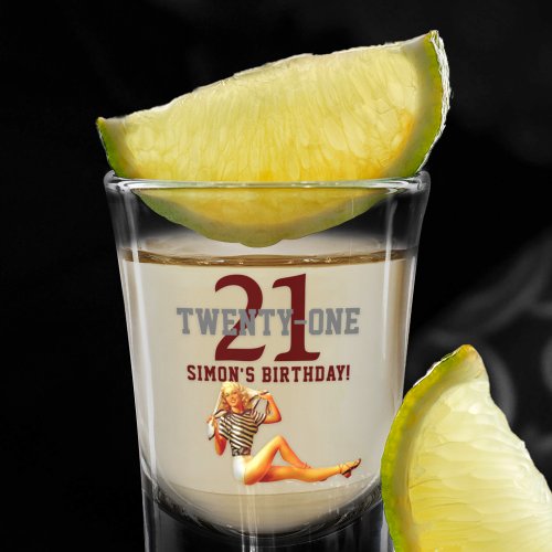 Twenty First Birthday Pretty Blonde 21 Name Shot Glass