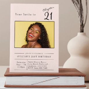 Twenty-first Blush Pink 21st Birthday Party Photo Invitation