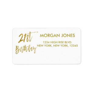 Twenty First Gold Foil Birthday Address Label