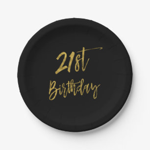 Twenty First Gold Foil Birthday Paper Plates