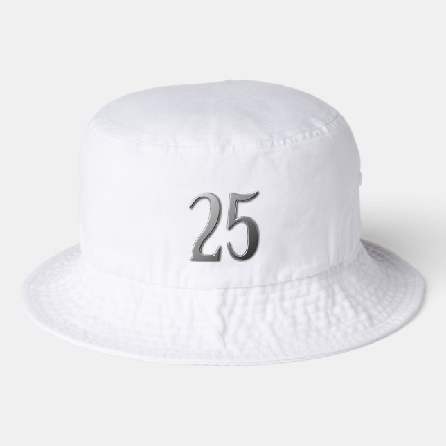 Twenty Five 25th Birthday Anniversary Number 25 Bucket Hat (Front)