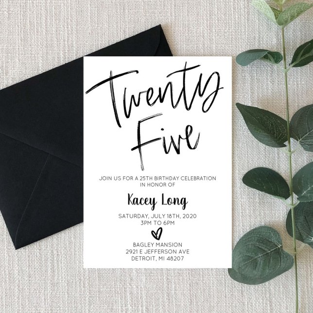 Twenty Five 25th Minimalist Birthday Invitation (Creator Uploaded)