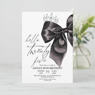 Twenty five Black Bow 25th Birthday Invitation