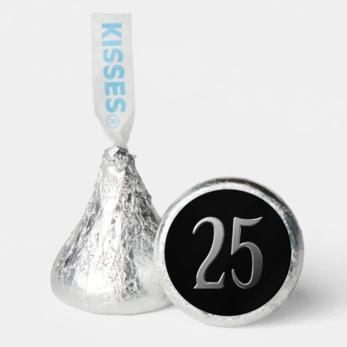 Twenty Five Silver Embossed on Black Hersheys Kisses