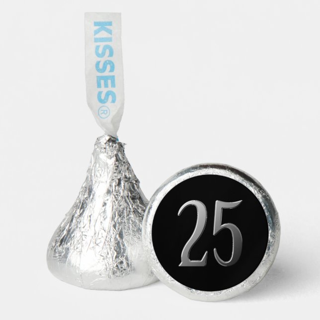 Twenty Five Silver Embossed on Black Hershey®'s Kisses® (Front)
